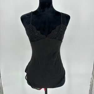 Victoria's Secret Black 100% Silk Lace Sheer Bodysuit Lingerie Sexy Intimates M